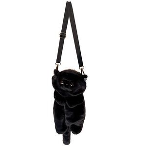 3681 Cat Shaped Purse - Black Crossbody Shoulder Bag